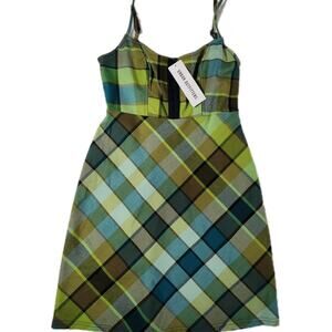NEW Urban Outfitters Green Plaid Mini Grunge Emo Y2k Alt Babydoll Anime Sz XS